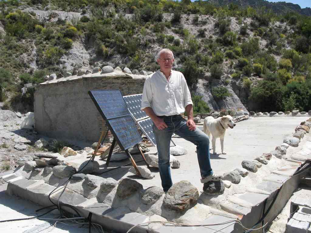 Environmentalist and author Chris Stewart at his organic farm in the Alpujarras, where solar power is the only source of electricity
