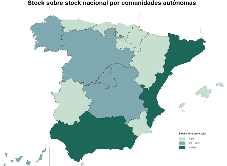 Spanish glut of new homes 2012 by region