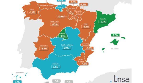 Tinsa Spanish house price index 2015. Regional variations.