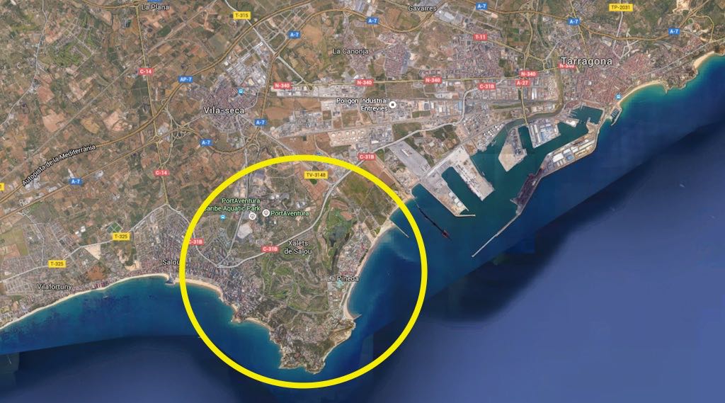 Area map of the BCN World site, just south of the city of Tarragona, and close to the theme park PortAventura.