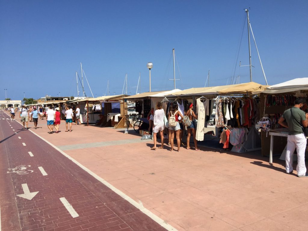 Hippy-chic stalls in La Savina, Formentera