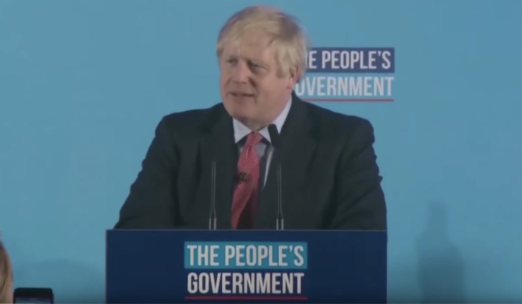 UK Conservative PM Boris Johnson during his victory speech.