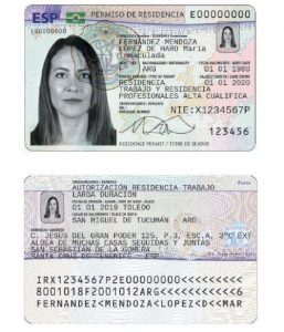 spanish residency permit example