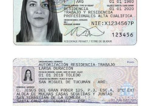 spanish residency permit example